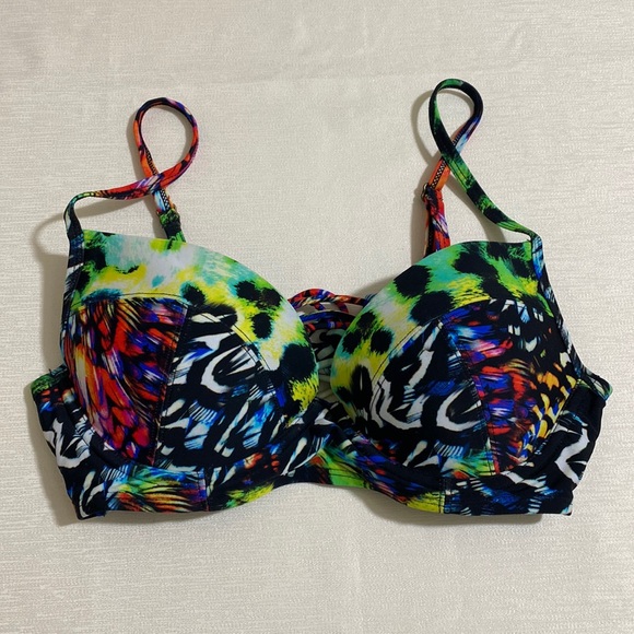 RACHEL ROY Women's Tailfeather Bikini Top w Underwire Size M - Picture 1 of 6
